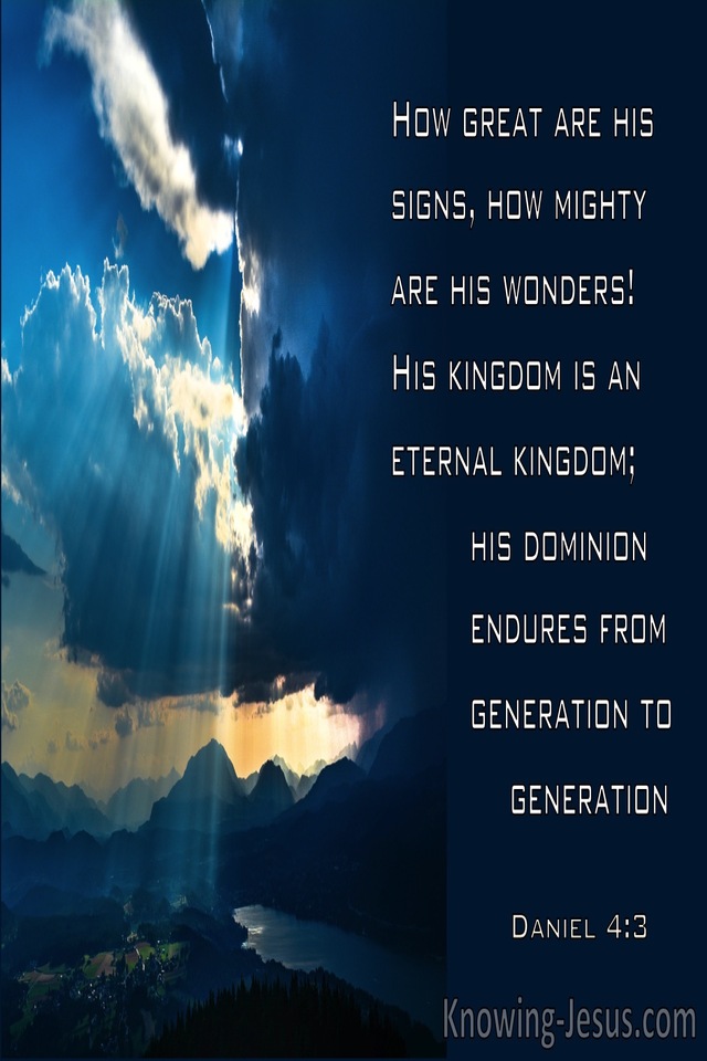 Daniel 4:3 How Great Are His Signs How Mighty His Wonders (blue)